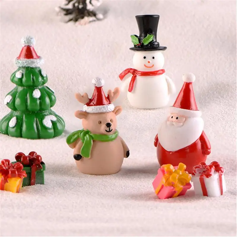 1Pc Lovely Christmas Miniature Snow Scene Snowman Santa Claus Fairy Garden Miniatures Terrarium Dollhouse Figurines Decoration