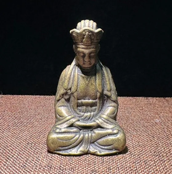 Antique Tibetan Buddhism Copper Ksitigarbha Bodhisattva Carrying Buddha with You