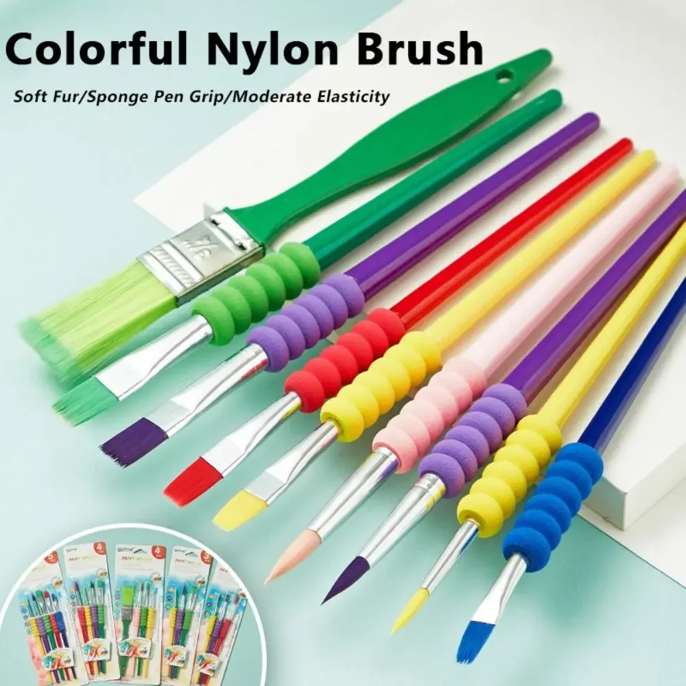 3/4/5pcs Art Supplies Plastic Short Rod Painting Brush Set Soft Grip Multiple Pieces Art Paint Pen Watercolor Brush Art Graffiti