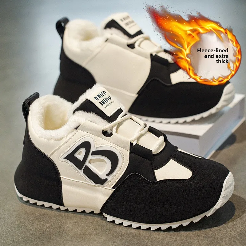 

Мужские водонепроницаемые зимние ботинки с плюшевой подкладкой, противоскользящая и износостойкая подошва кроссовок, теплые зимние повседневные мужские кроссовки