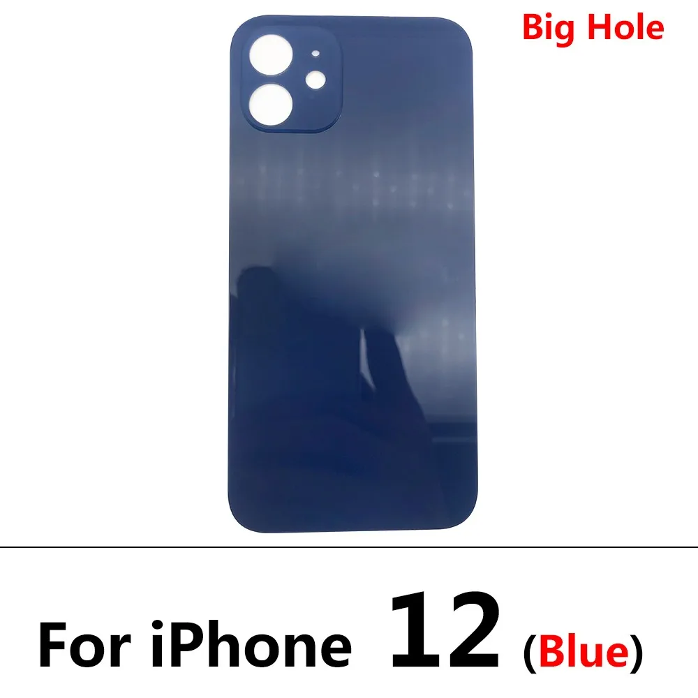 5Pcs/Lot，NEW Big Hole Battery Back Cover Glass Rear Door Replacement Housing Case STICKER Adhesive For iPhone 12