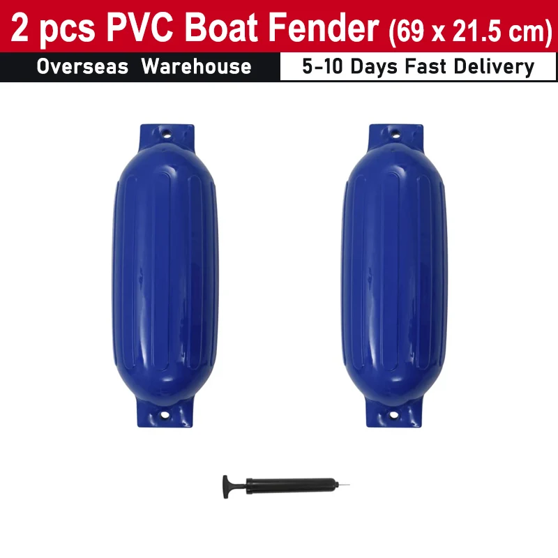 2 pcs Boat Fender 69x21.5 cm PVC Material Blue Inflatable Boat Fender Brings Maximum Mooring Protection Boat Fender with a Pump