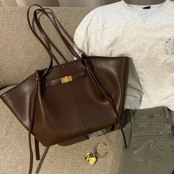 2026 Women's Summer Large Capacity Commuter Tote Bag Female Korean Fashion Luxury Pu Leather Handbags Chic Trend Underarm Bag