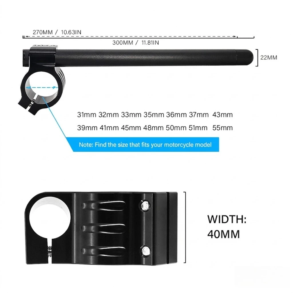 Motorcycle Handle Bars Racing Adjustable Cafe Racer 31/32/33/35/36/37/39/41/45/48/50/51mm Clip On Ons Fork Universal Handlebars