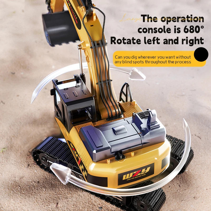 Children's Remote Control Excavator Toy Alloy Engineering Vehicle Toy with Landing Steering Wheel RC Car Toys for Boys