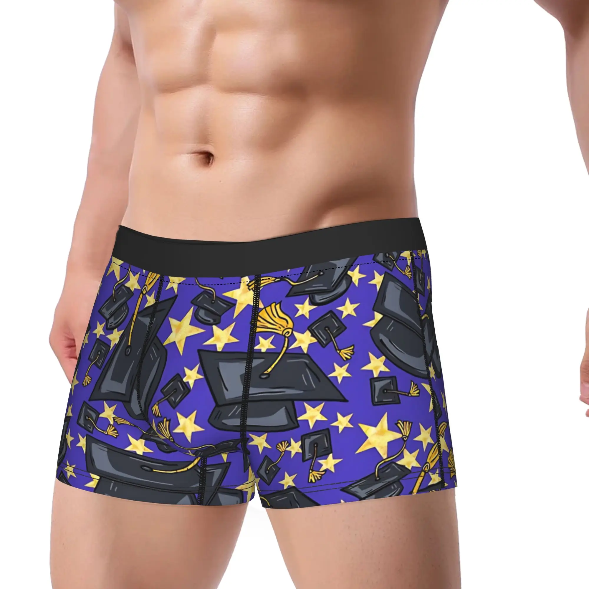Stars And Graduation Caps class of 2026 Underpants Homme Panties Men's Underwear Comfortable Shorts Boxer Briefs