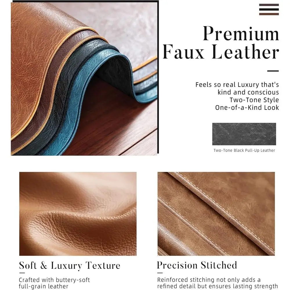 أريكة فوتون حديثة من الجلد الصناعي في منتصف القرن، قابلة للتحويل مع مسند ظهر قابل للتعديل، وجيب تخزين، وإطار خشبي وفولاذي، باللون الأسود #5