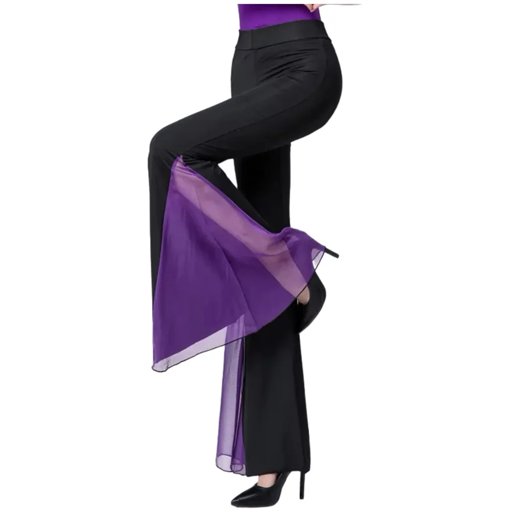 

Женские элегантные широкие брюки, элегантные расклешенные брюки, брюки для латинского бального танца живота, тренировочные брюки для танца на пилоне