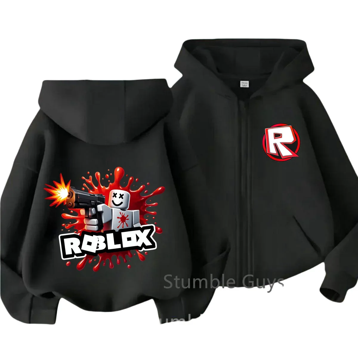 Crianças Roblox Casual Zipper Hoodie Primavera Trendy Jogo Gráfico Anime Meninos Roupas Meninas Moda Roupa