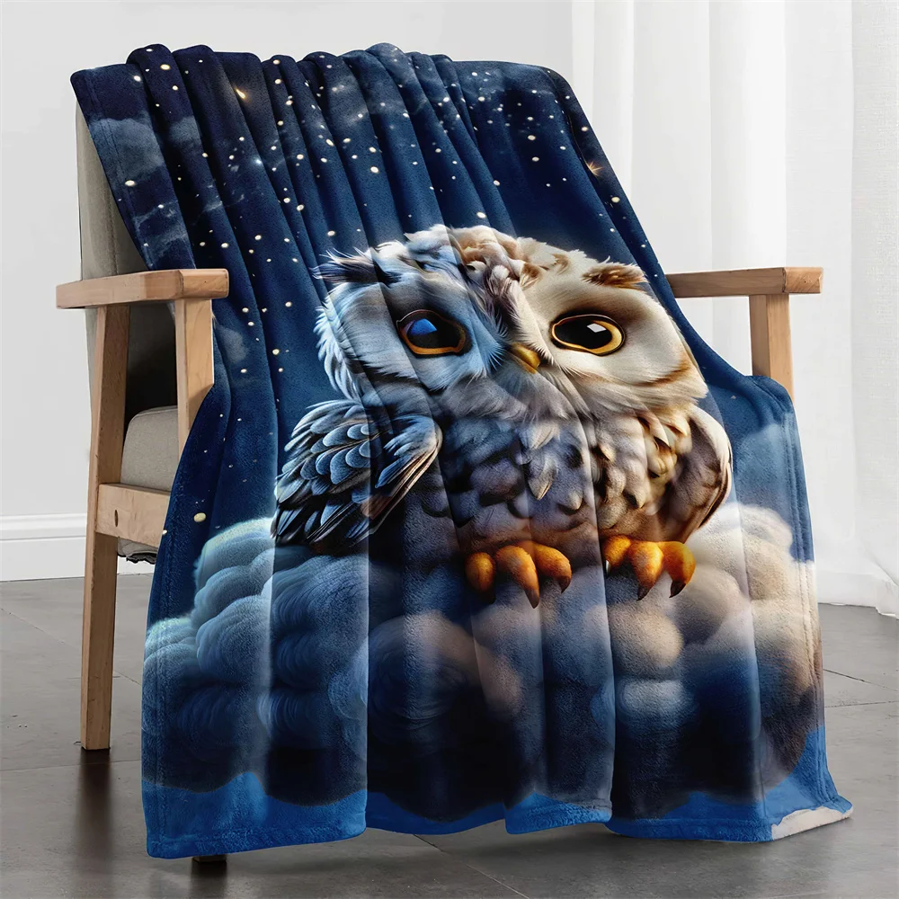 

Owl Microfiber Throw Blanket,Owl Leisure Cover Blanket,Cute Owl Lunch Home