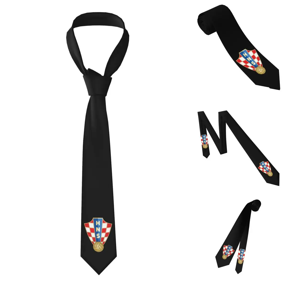 Croatia Football Flag Necktie for Men Silk Polyester 8 cm Neck Ties Party Suits Tie Classic Gravatas