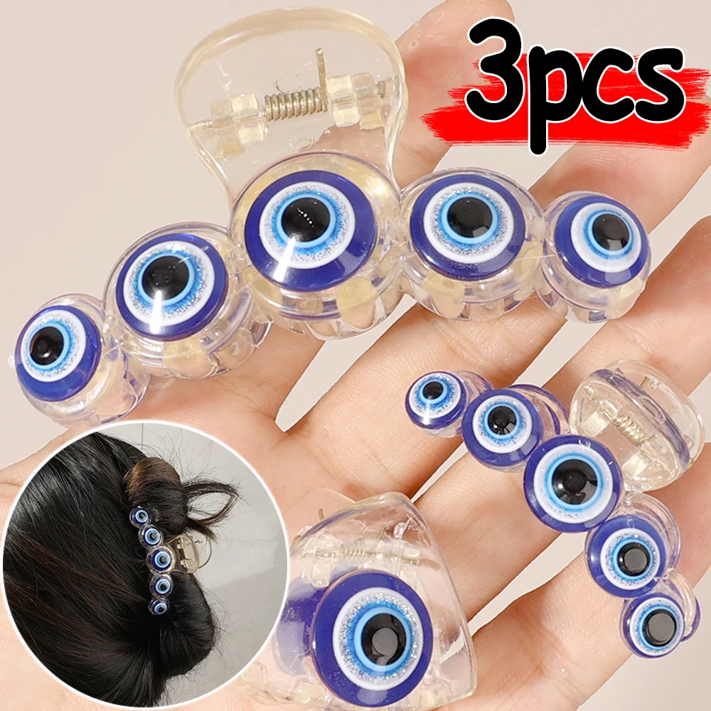 1/3pcs Evil Eye Blue Eye Hair Claws Fashion Hair Clips for Women Türkiye Eyes Claw Clip Large Medium Small Headwear Accessories