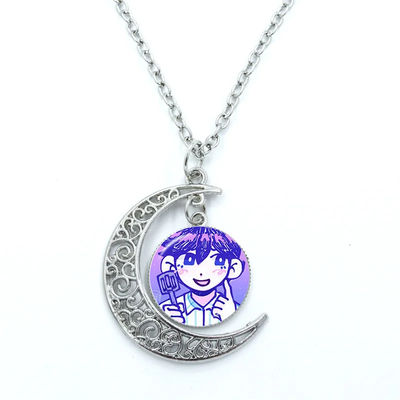 Omori Sunny And Mewo Glass Dome Cabochon Crescent Moon Necklace Statement Jewelry Gifts