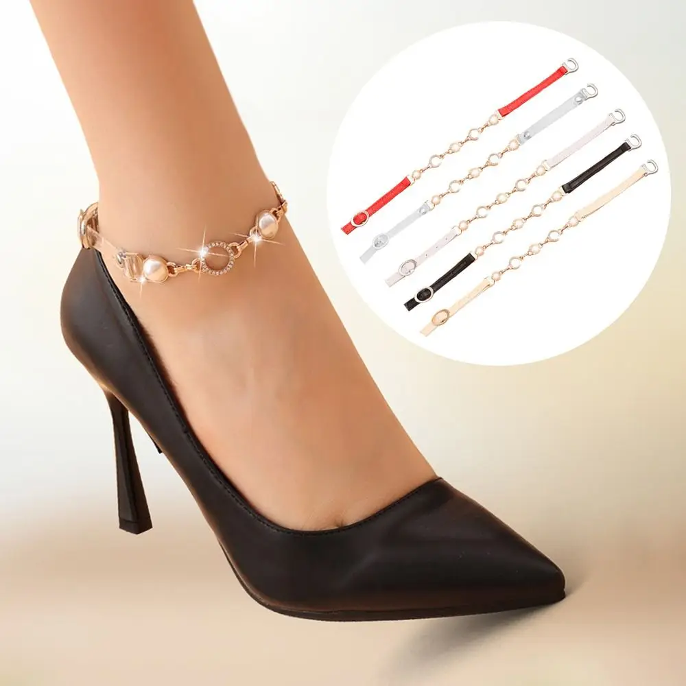 1Pair Shoes Chain Invisible Clear Shoelaces for High Heel Shoes Clear Shoe Laces Straps Holding Loose Ankle Shoelace Fixing Belt
