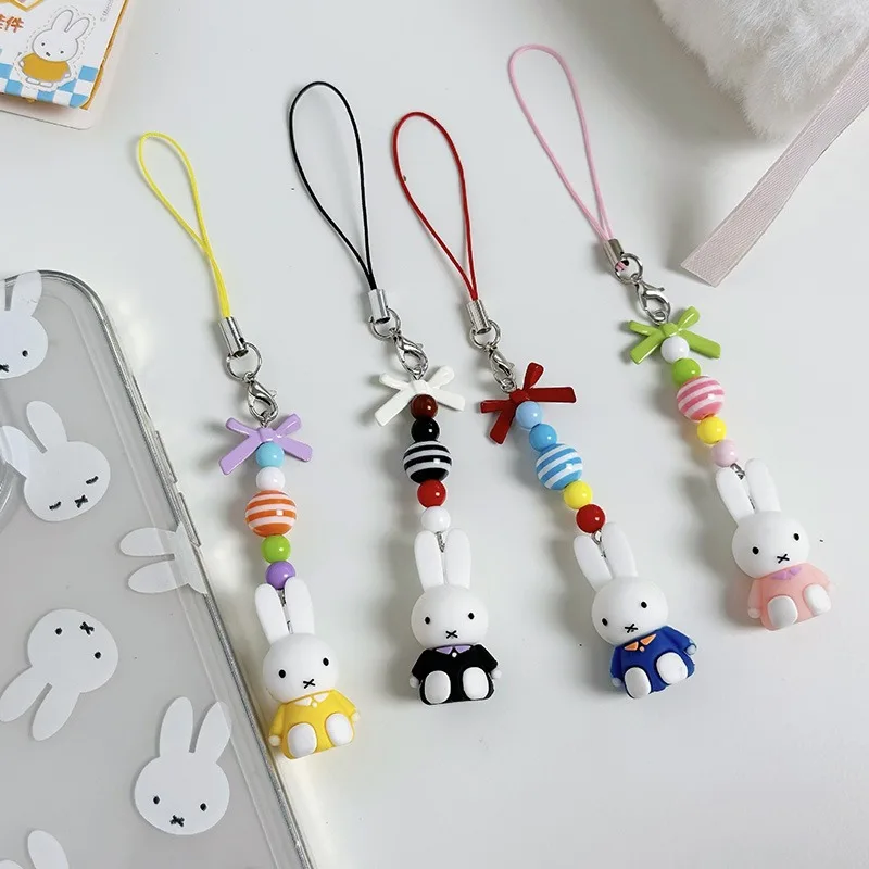 

New Kawaii Anime Miffy Rabbit Keychain Cute Retro Animal Mobile Phone Chain Cartoon Little Rabbit Guben Chain Millennium Style