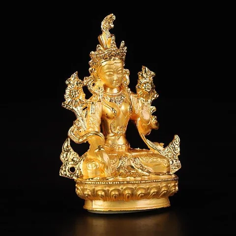 Tibet Tibetan Buddha Buddhist Mikky Gild White Tara Statue Decoration Home Buddhist Hall Desktop Feng Shui Lucky Ornament