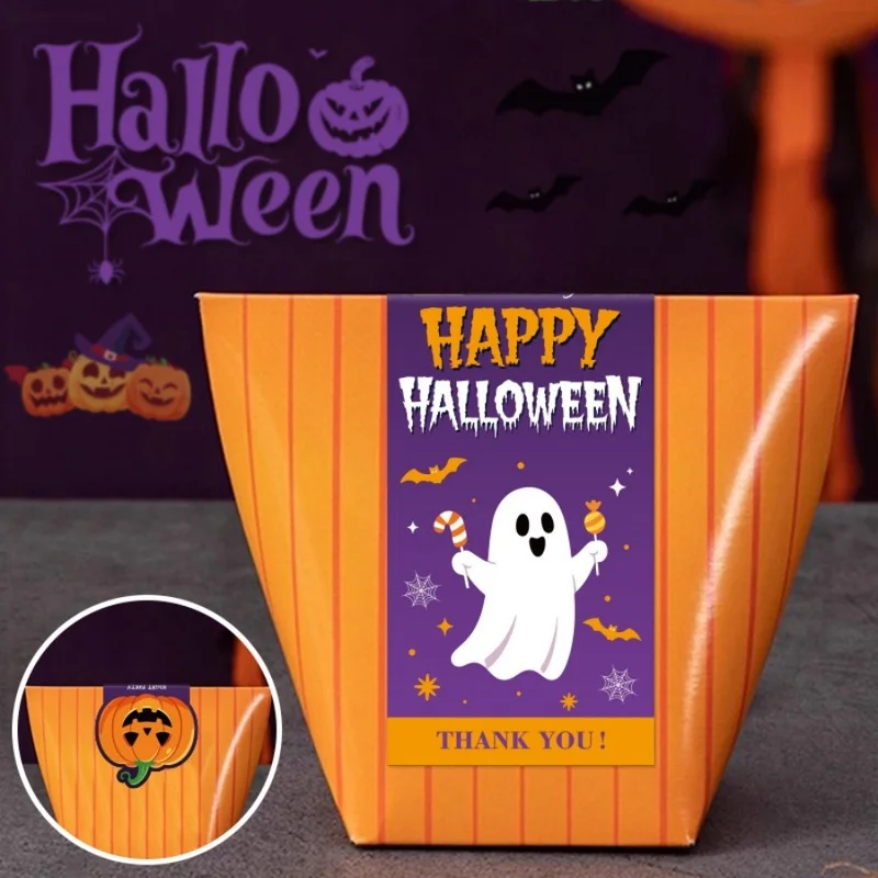 50pcs/set Halloween Sealing Stickers Pumpkin Witch Hat Ghost Thanks Label Gift Box Candy Package Decor Sticker Party Supplies view 4