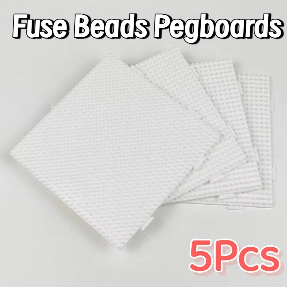 5Pcs 5mm Beads Fuse Beads Pegboards DIY Creative Perler Beads Boards Heat Resistant Square Hama Beads Pegboards Beading Supplies