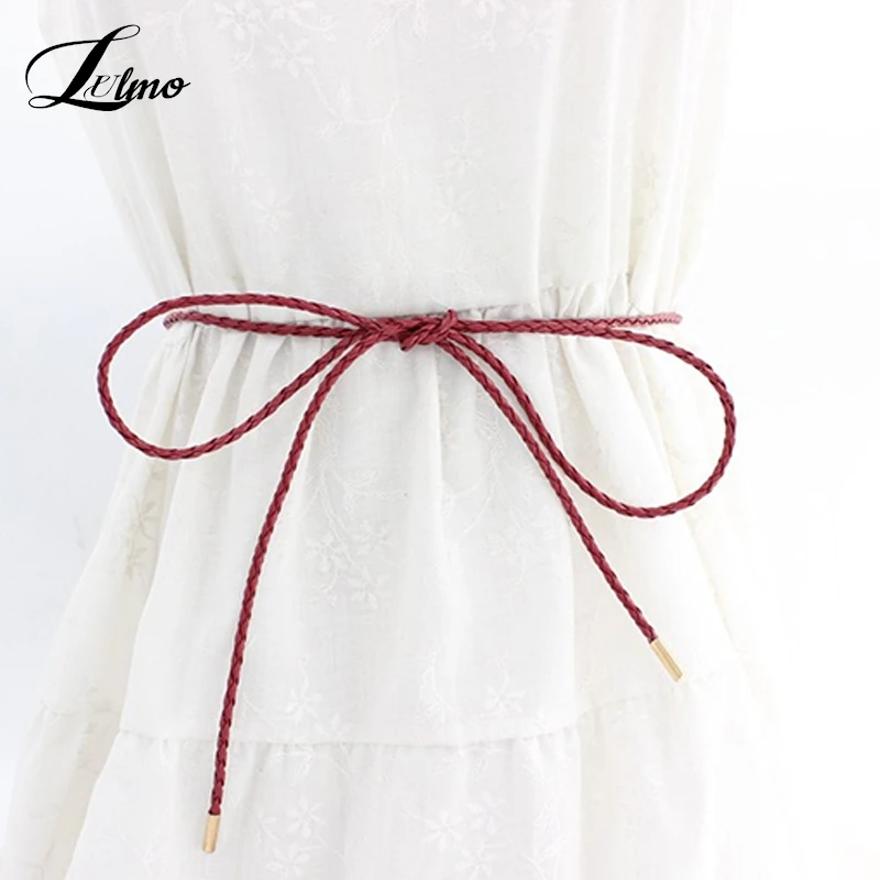 

Female Waist Chain Thin Weave Belt Simple Decoration Tie With Dress Long Waist Rope Knotted Vintage Dresses String Waistband