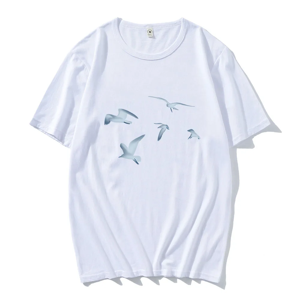 1989 The Eras Tour تي شيرت طيور النورس الجرافيك تي شيرت مطبوع القطن قصير الأكمام رجالي بلايز جولة الرقبة عادية Ropa Hombre المحملة