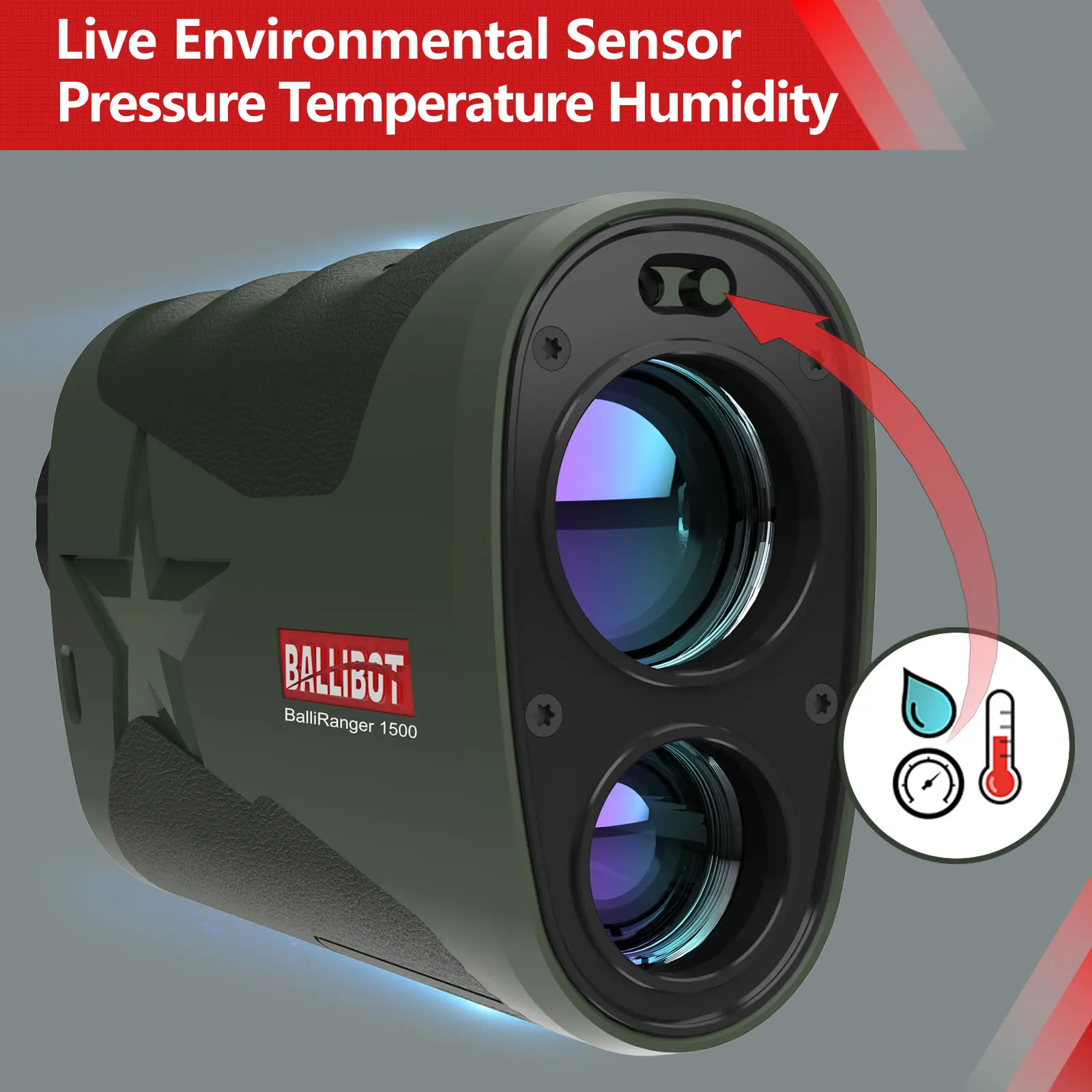 1500m Long Distance Ballistic Laser Rangefinder with built-in 4DOF Ballistic Calculator and Wind Inout for Hunting