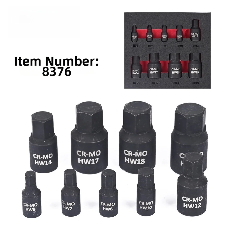 Auto Repair Tools Black Pneumatic Socket Set Easy Handling Wear Resistant Finish Industrial-grade Construction