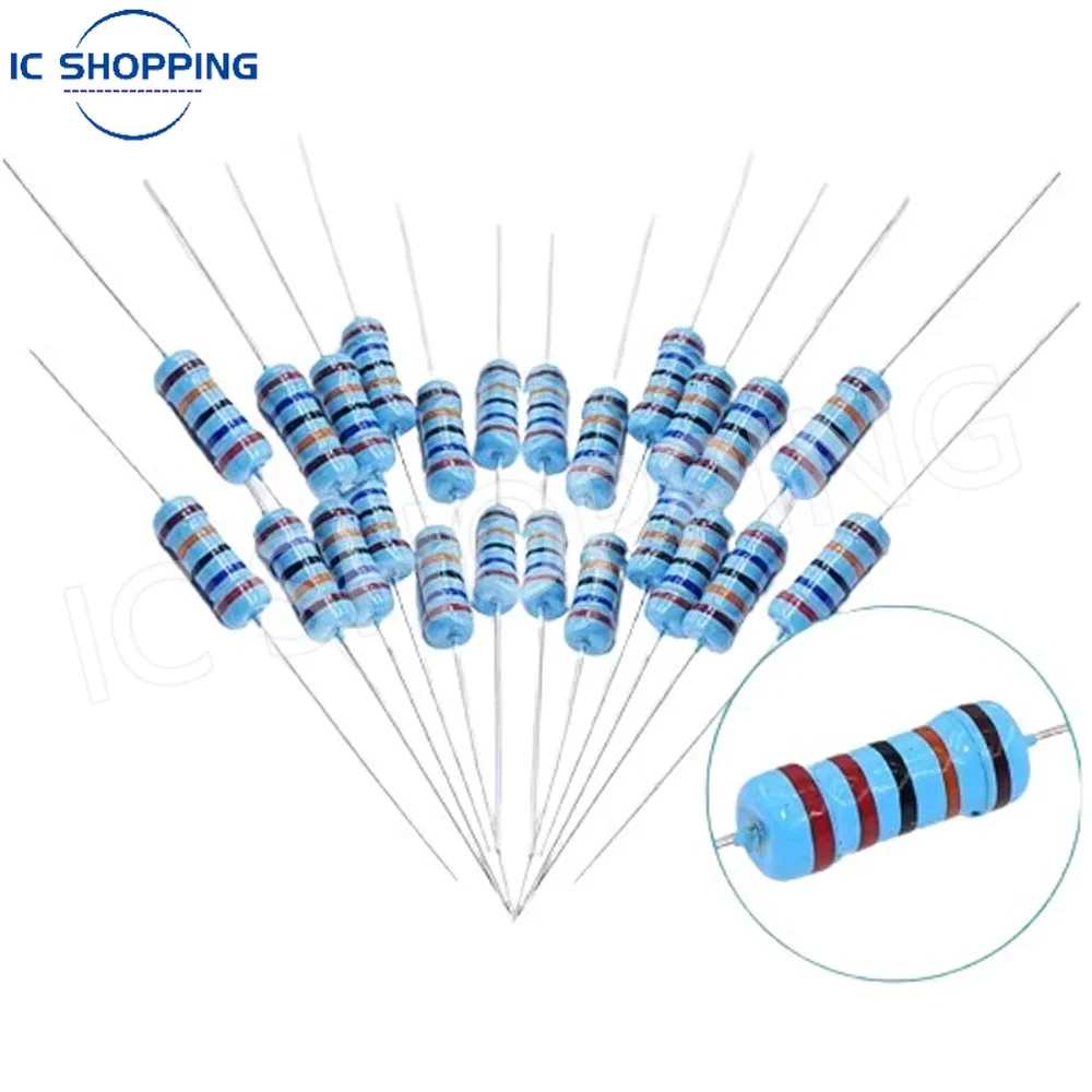 20ks 1W kov film rezistor five-color prsten energie rezistor 0.1~1M 2 4.7 10R 47 100 220 360 470 1K 2.2K 10K 22K 4.7K 100K ohm