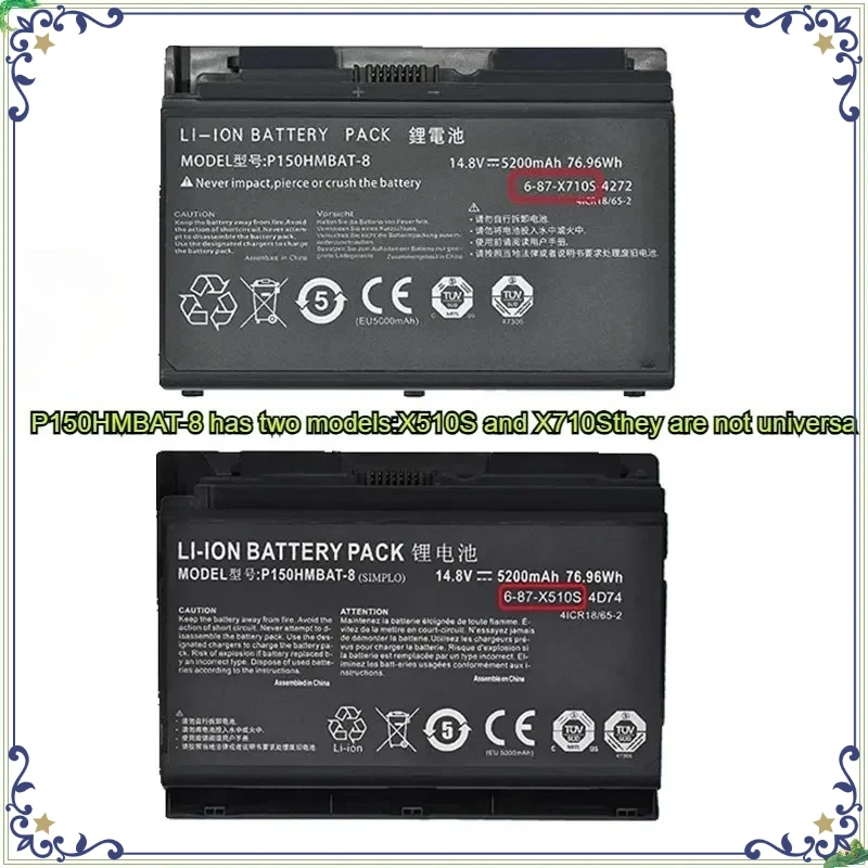 P150HMBAT-8 6-87-X710S-4J71 Laptop Battery for Clevo P150EM P150HM P150SM P151EM1 P151HM1 P170HM P170SM-A P151SM P170HMx 76.96Wh