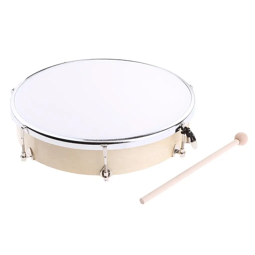 Tunable 11 Inch Wooden Hand Drum with Mallet Music Toy Percussion Rhythm Instrument for Portable Drum Set