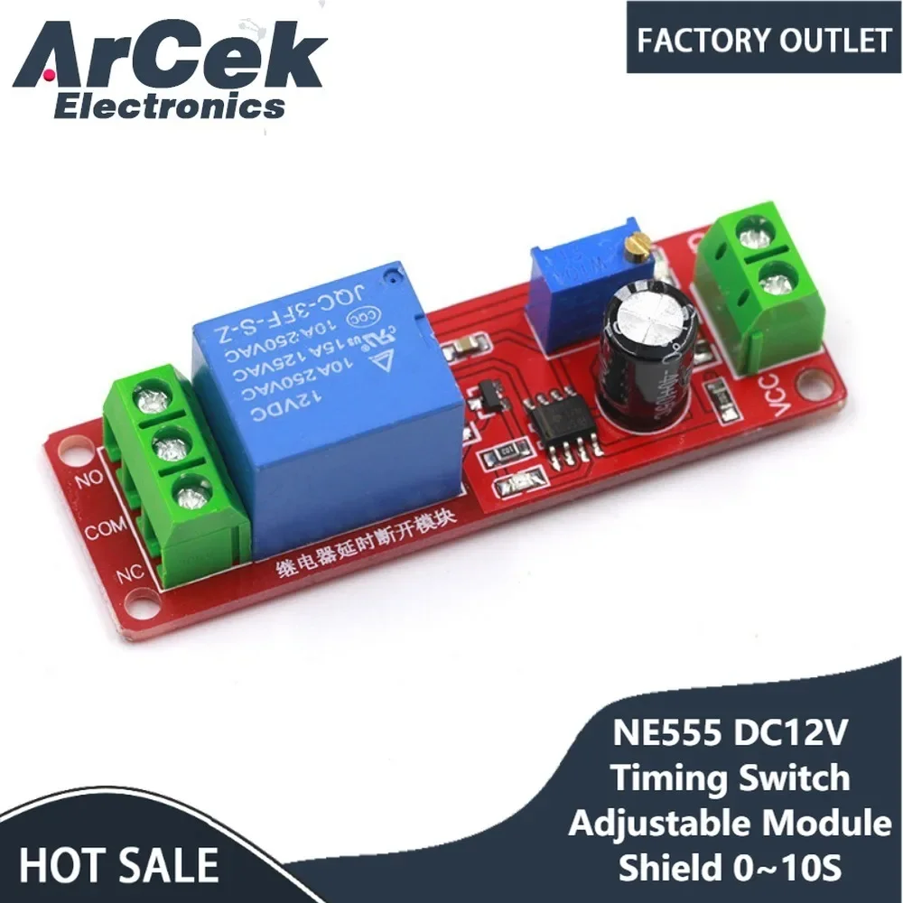 1pcs 12V NE555 Oscillator Delay Adjustable Timer Relay Switch Module 0-10 Second