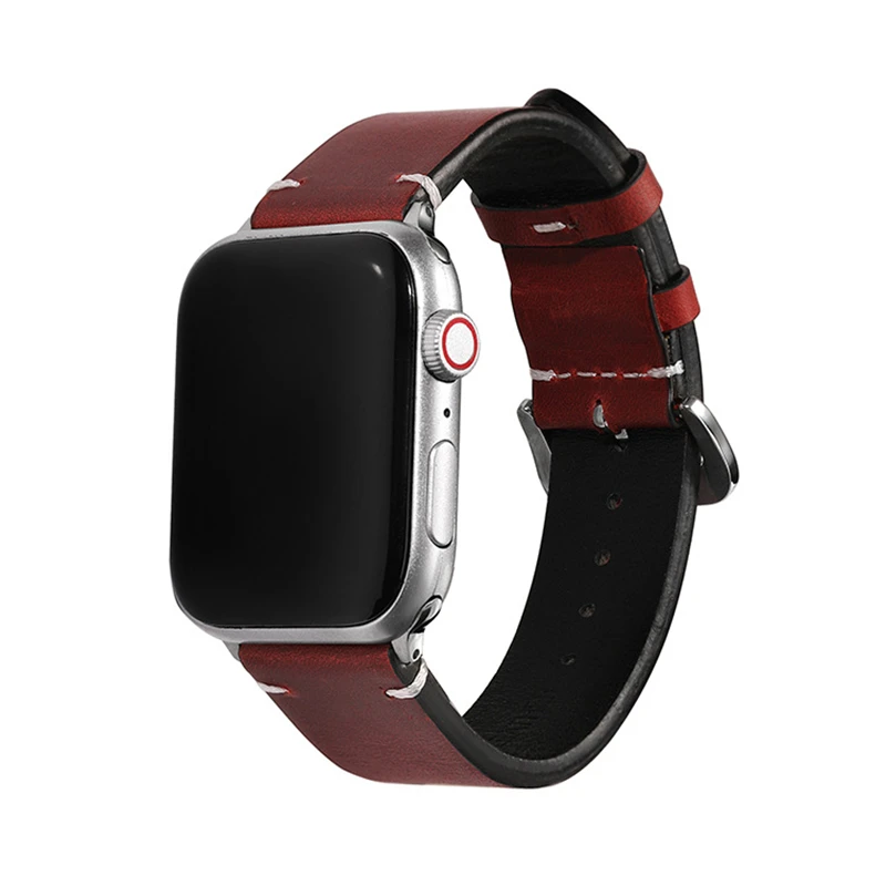 

Oil Wax Cow Leather Watchbands For Apple Watch Series 7 6 SE 5 4 3 Vintage Watchbands 38 40 41 42 44 45mm Straps For Iwatch