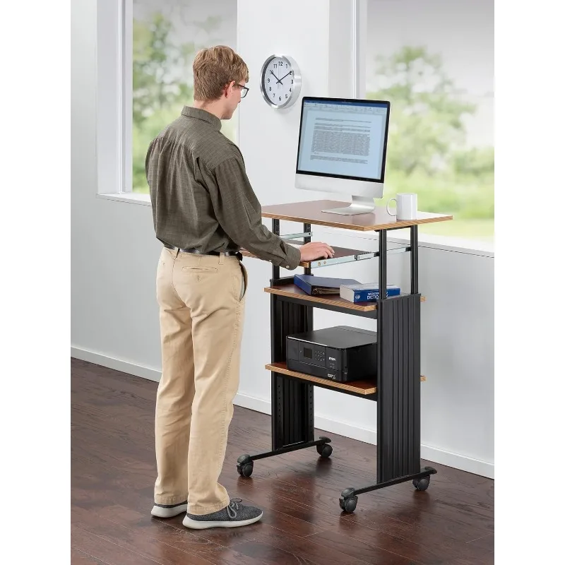 Products 1929CY MUV Mobile Stand-Up Height-Adjustable Desk,Keyboard Storage, Steel Frame Construction