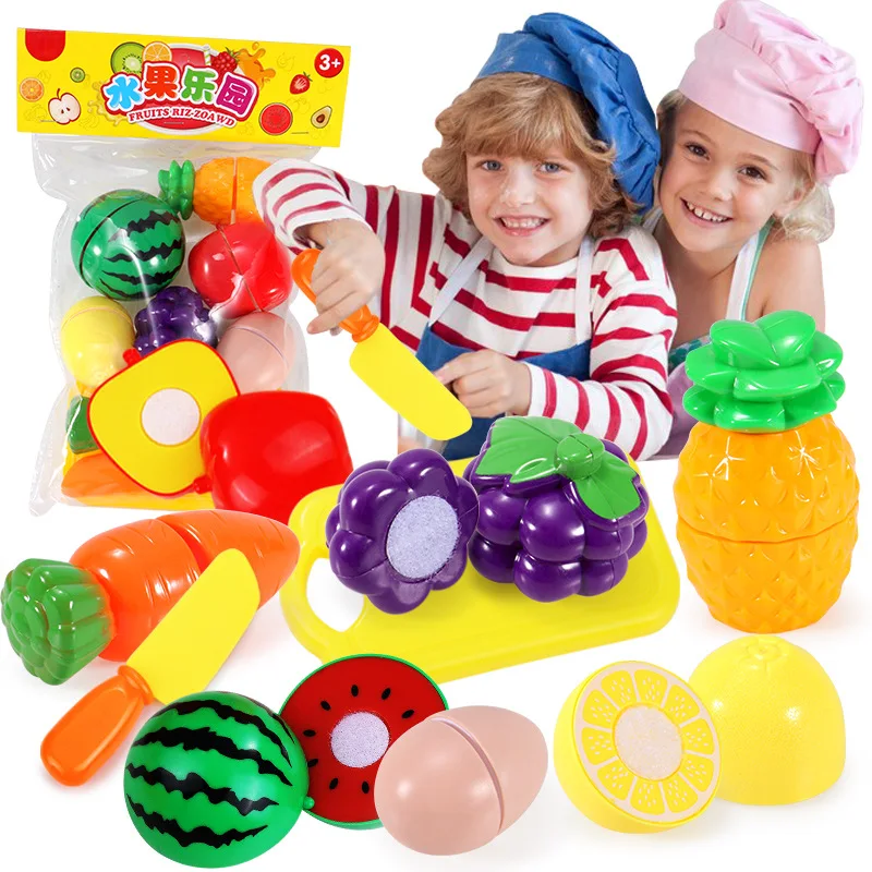 9pcs Kids Pretend Play Kitchen Toys Can Cut Fruits Vegetables Simulation Food DIY Educational Games Girls Boy Toy Christmas Gift