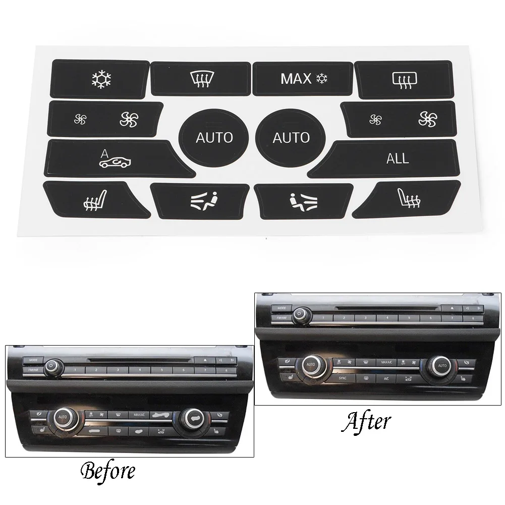 Car Climate Control Button Stickers Decal Replacement Set For BMW 5 Series 2009 2010 2011 2012 2013 2014 2015