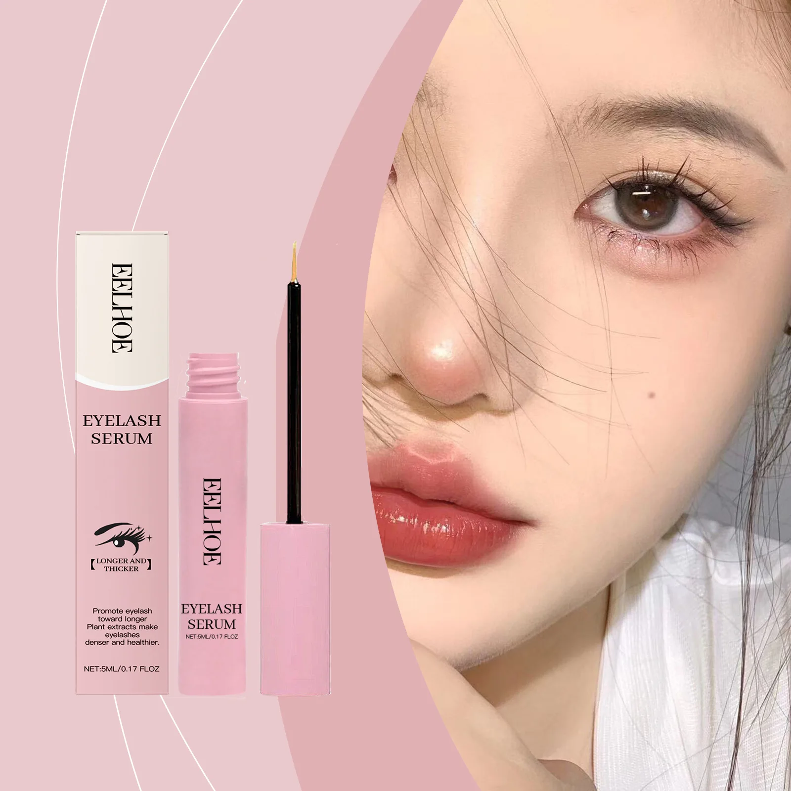 EELHOE มาสคาร่ากันน้ําสําหรับผู้หญิงขนตายาวและหนา Silky Eyelashes Lasting Eyelash Serum สําหรับ Lash Growth 5ml