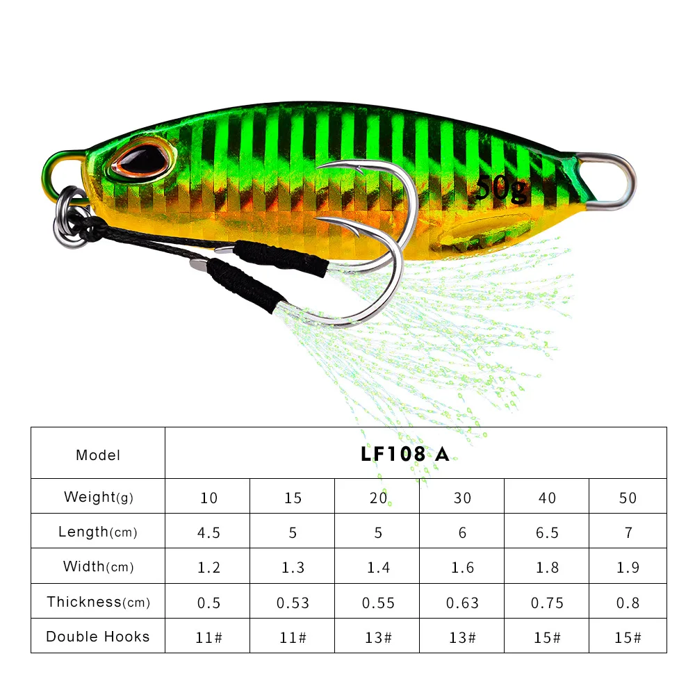 Sea Yolo 10g/15g/20g/30g/40g Luya Bait Long Range Submerged Hard Bait Metal Jigs Colourful Fishing Lures With Hooks Fishing Gear