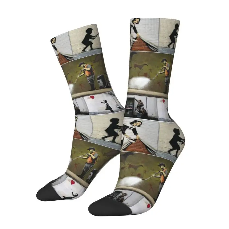 Custom Cool Banksy Graffiti Merchandise Socks Men Women Warm 3D Printing Street Pop Art Basketball Sports Socks
