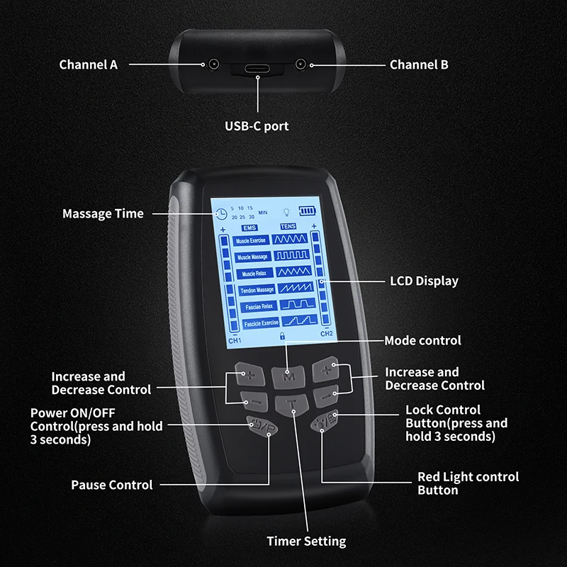 Electric TENS Massager Digital Muscle Stimulator EMS Acupuncture Body Massage Digital Therapy Machine Equipment Body Massager