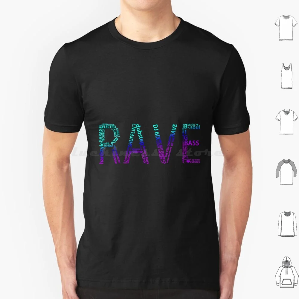 Rave Colors T Shirt Big Size 100% Cotton Rave Music Party Electronic Dance Music Musical Genre Dance Mix Rave Music Musical