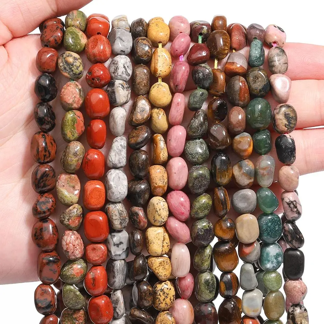 8-10mm Irregular Natural Stone Beads Amazonite Tiger Eye Quartz Amethyst Jasper Loose Beads for Jewelry Making DIY Bracelet