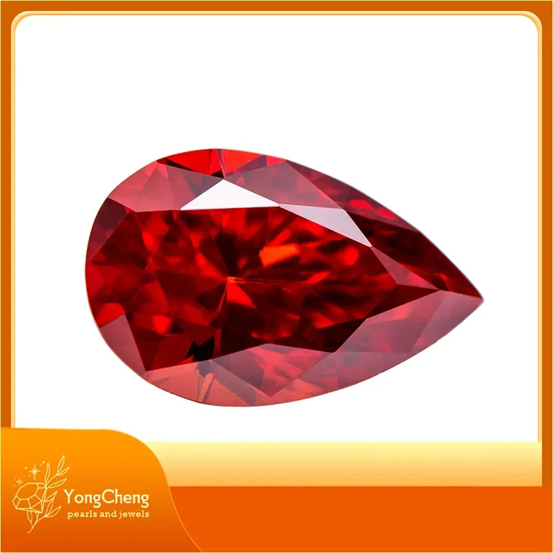 

Moissanite Stone Pear Cut Garnet Colour Lab Created Gemstone Advanced Jewel Making Materials With GRA Certificate