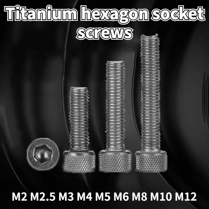 

5/10PCS TA2 Pure Titanium Screws Titanium Cup Head Knurled Cylindrical Head Hexagon Socket Bolt Screw Screw M3 M4 M5 M6 M8