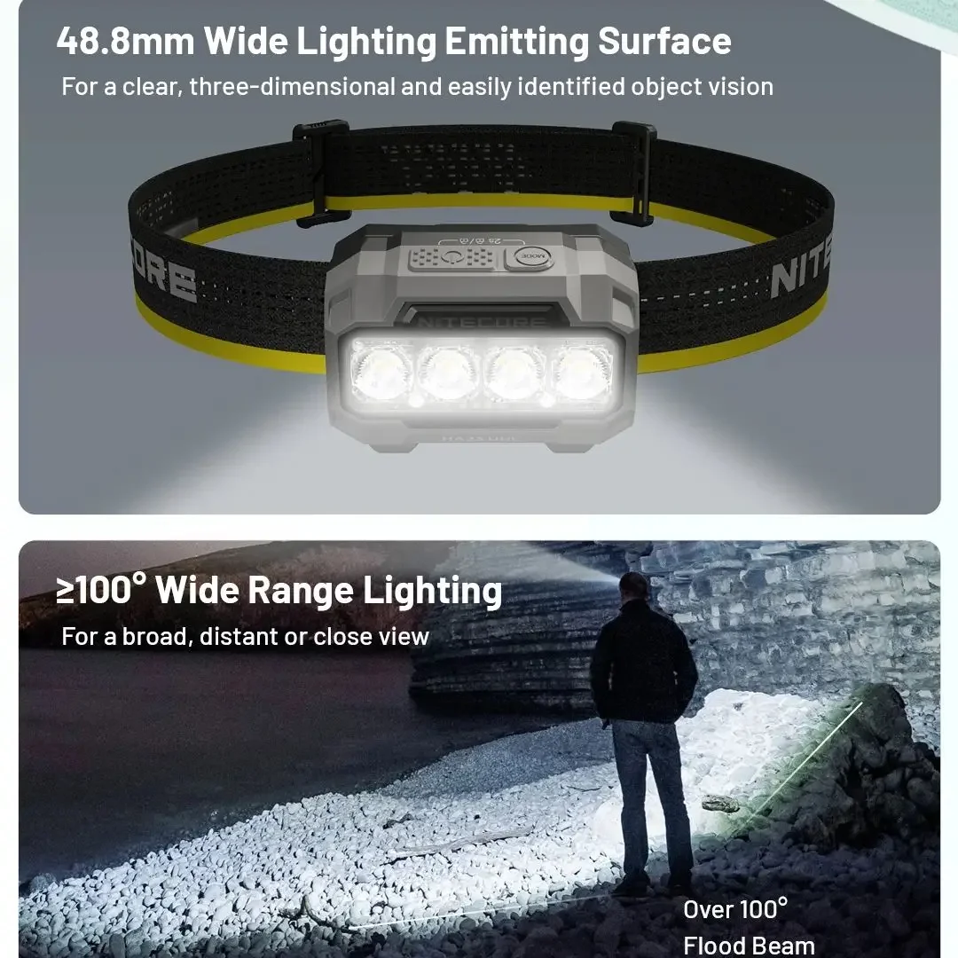 NITECORE HA23 UHE كشافات التخييم في الهواء الطلق المصباح رئيس محمولة مصباح الصيد تشغيل كشافات العمل كشافات خفيفة الوزن