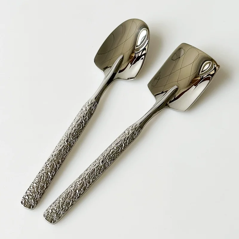 1/2pcs Hammered Pattern Scoop Spoon Fruit Watermelon Ice Cream Slushie Pointed Spoon Household Tableware