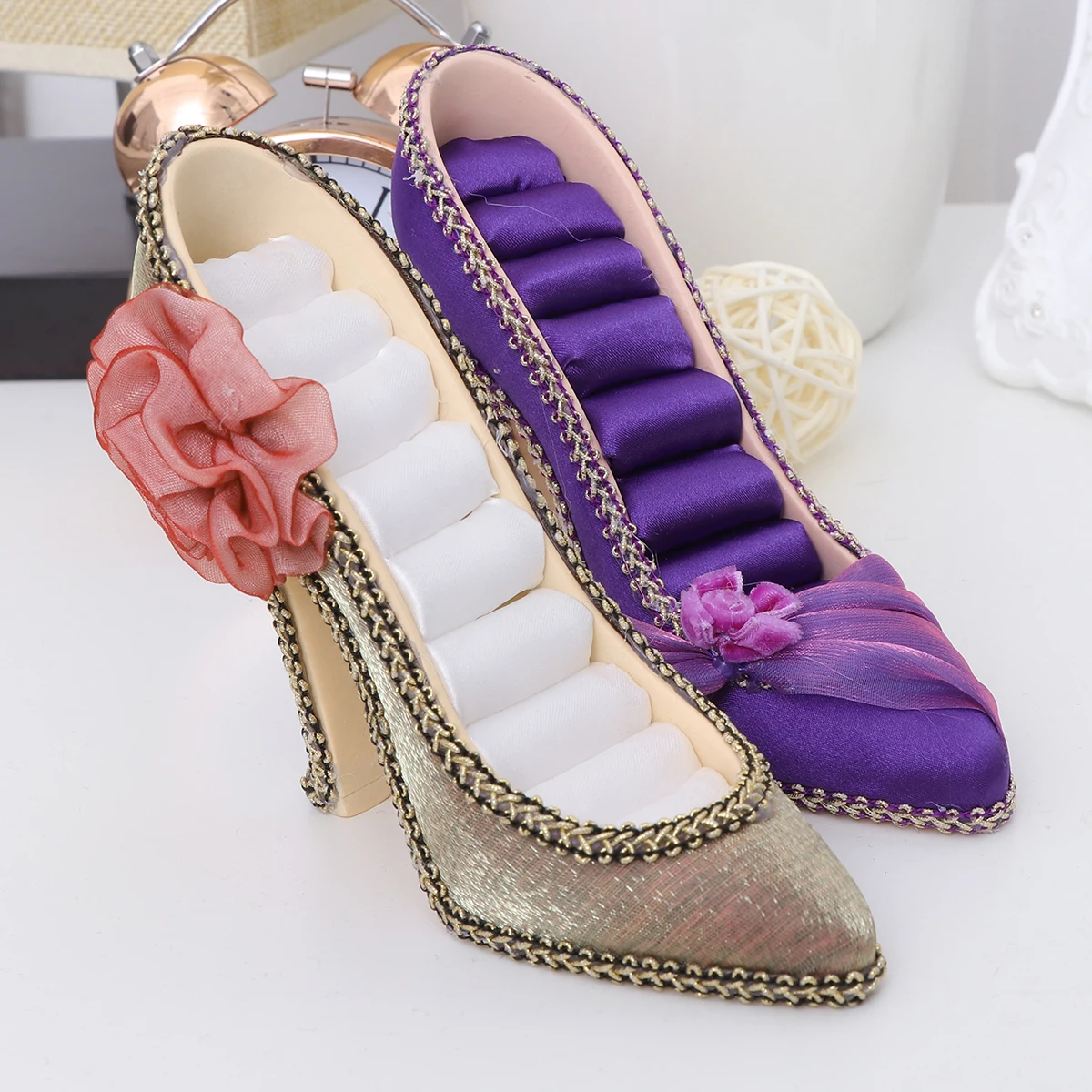 

Creative High-Heeled Shaped Jewelry Display Ring Display Stand Stand Durable Storage Rack For Earrings Rings Organizer Red