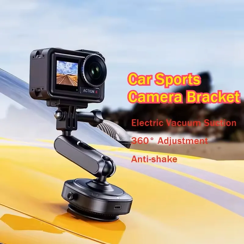 Electric Vacuum Suction Car Action Camera Mount | 360° Adjustment + Aluminum | Compatible with DJI/AKASO/GoPro/Insta360 Series