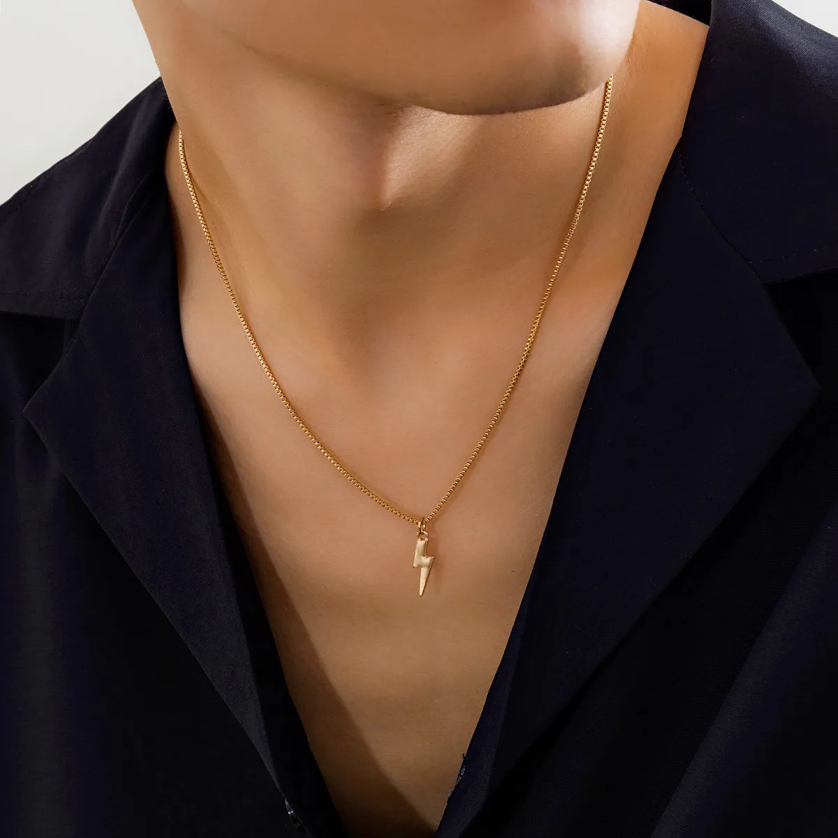 PuRui Simple Tiny Boxes Link Chain Men Necklace Geometric Pendant Choker Punk Charm Neck Chain Jewelry Collar Party Street