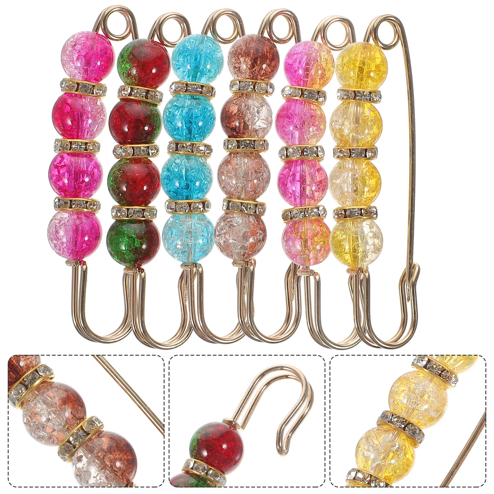 

6pcs Brooches For Women Pearl Shawl Brooch Pins Clothes Pin Lady Accessories Sweater Hat Dress Clips Elegant Jewelry Gift