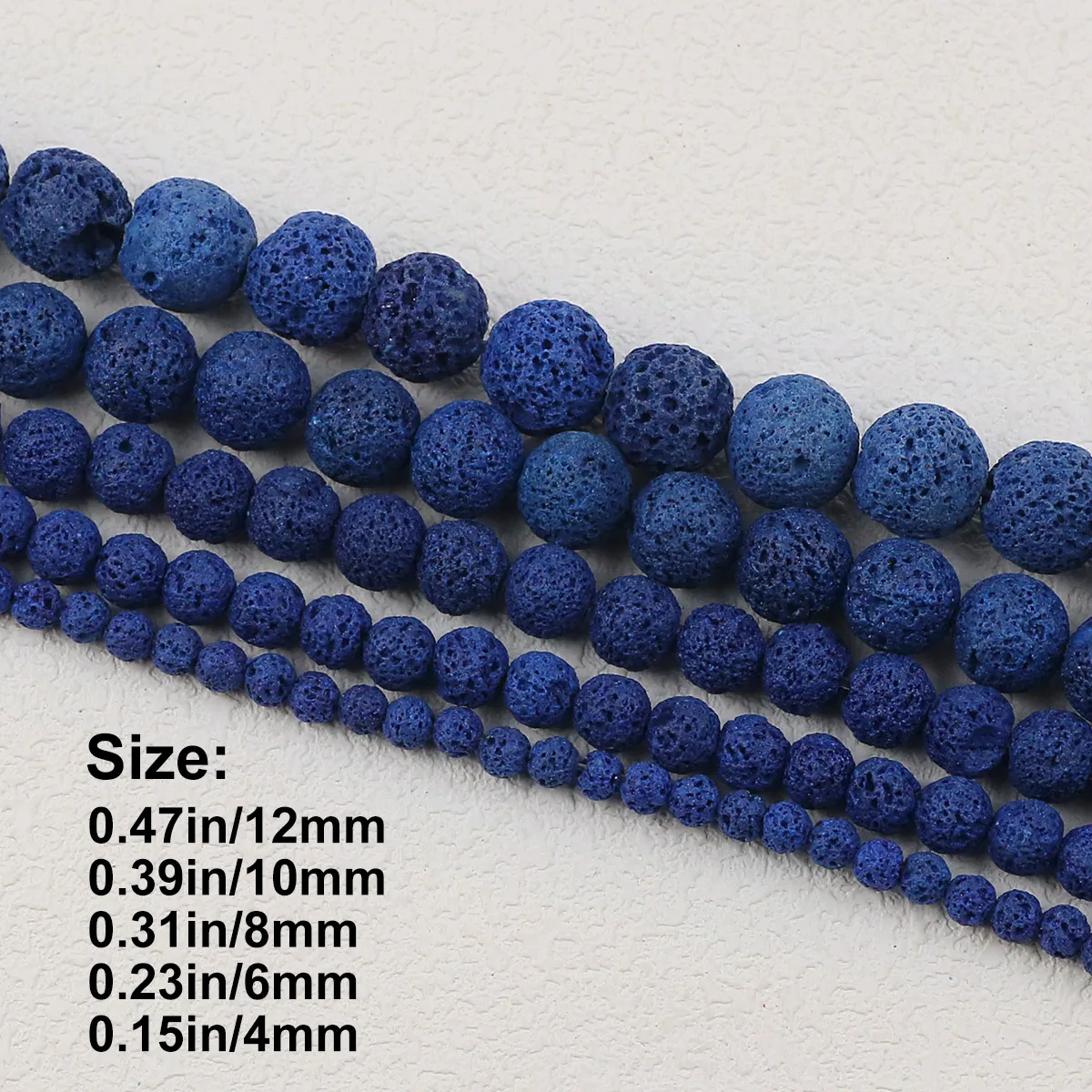 Natural Round Navy Blue Lava Stone Beads Loose Spacer Beads For Jewelry Making DIY Bracelets Necklaces Accessories 4/6/8/10/12mm