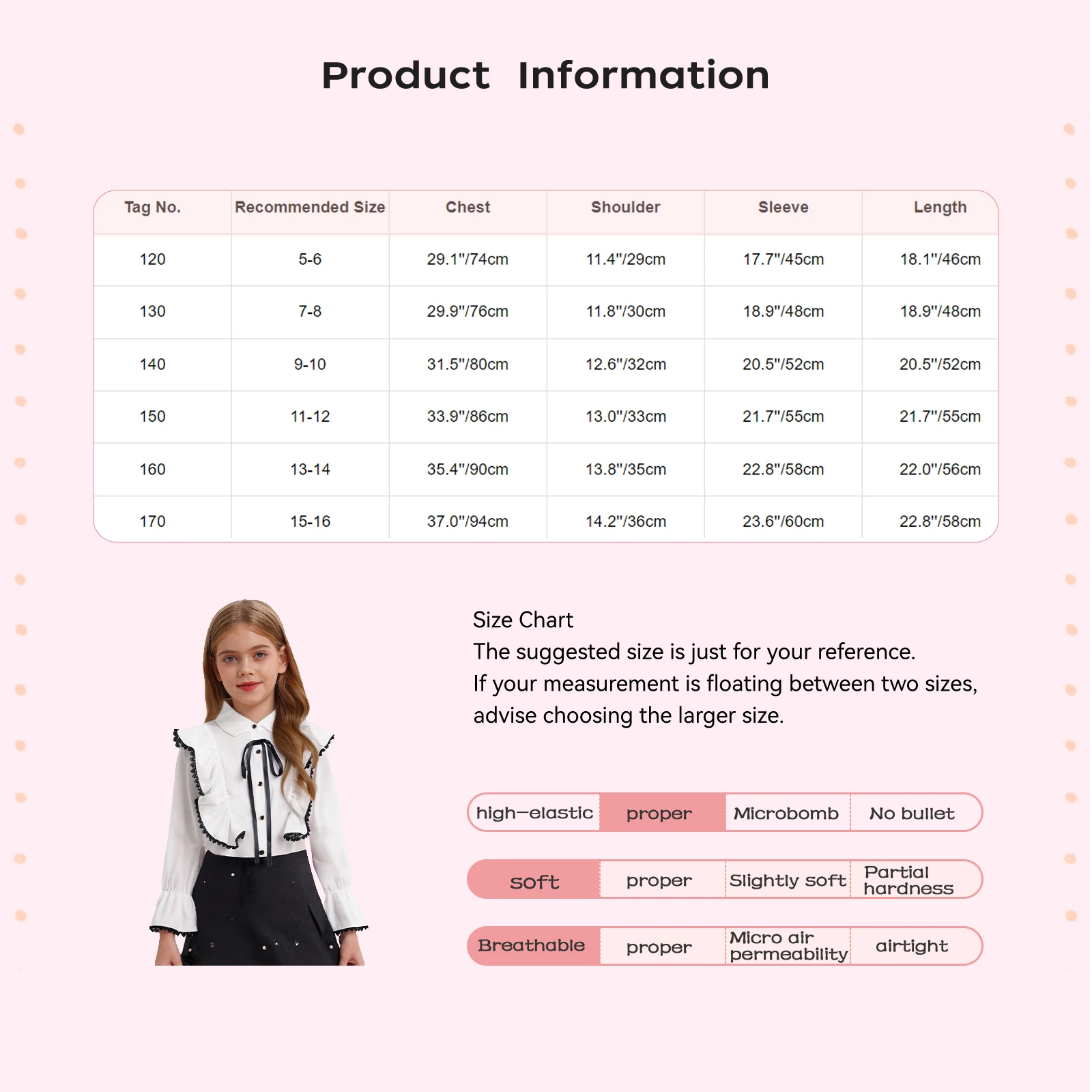 بلوزة بيضاء أنيقة للفتيات المراهقات بياقة مكشكشة وأكمام طويلة وقميص لطيف بأزرار على شكل فيونكة للمدرسة وحفلات أعياد الميلاد وحفلات الزفاف